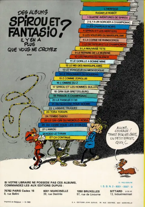 Verso de l'album Spirou et Fantasio Tome 5 Les voleurs du Marsupilami