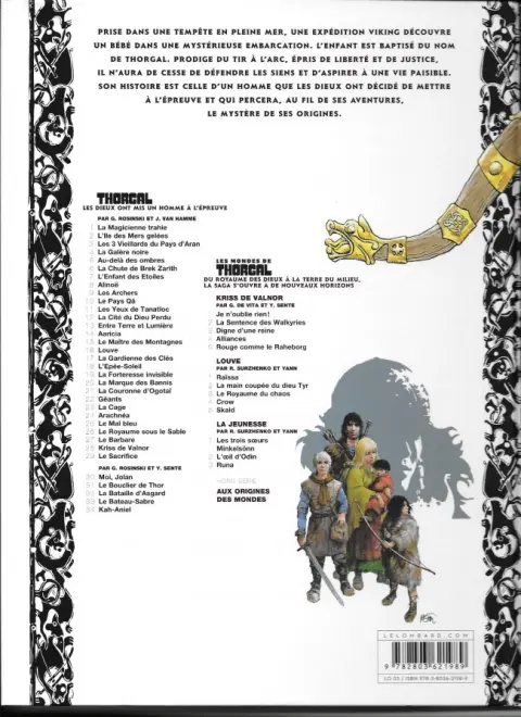 Verso de l'album Thorgal Tome 29 Le Sacrifice