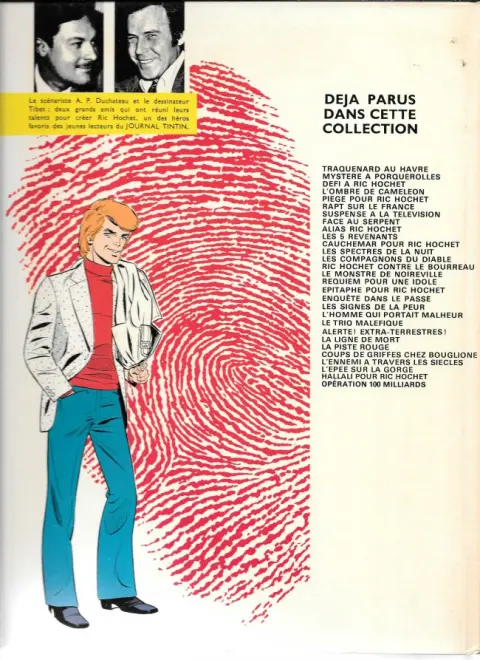 Verso de l'album Ric Hochet Tome 15 Le Monstre de Noireville