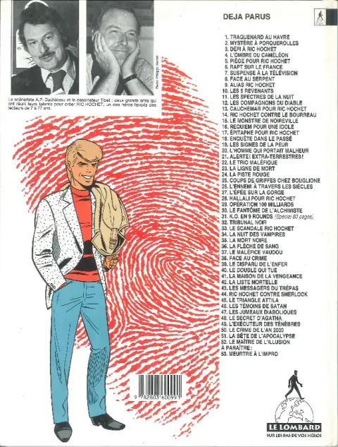 Verso de l'album Ric Hochet Tome 29 Opération 100 milliards