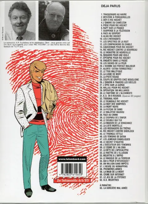 Verso de l'album Ric Hochet Tome 56 Un million sans impôts