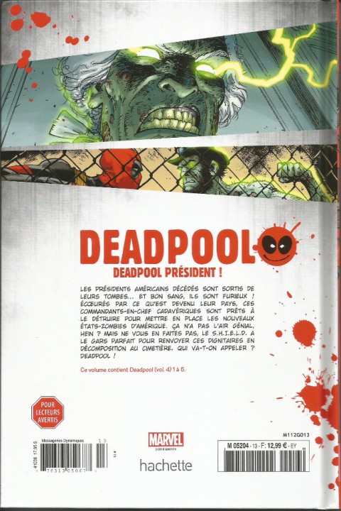 Verso de l'album Deadpool - La collection qui tue Tome 13 Deadpool président !