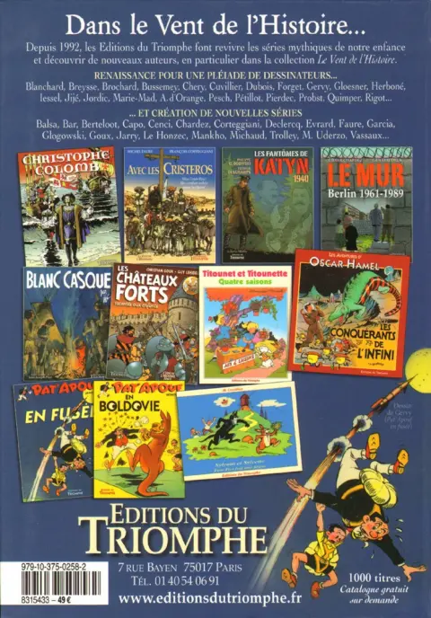 Verso de l'album BDM Trésors de la bande dessinée 2021-2022