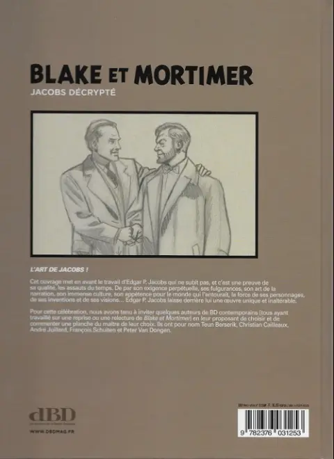 Verso de l'album Blake et Mortimer - Jacobs décrypté
