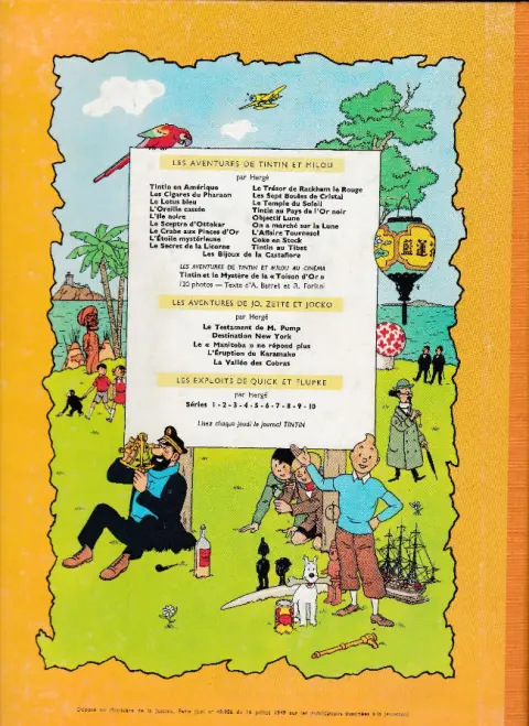 Verso de l'album Les Aventures de Jo, Zette et Jocko Tome 5 La vallée des cobras