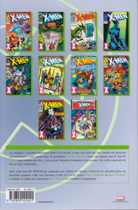 Verso de l'album X-Men L'intégrale Tome 22 1988 (II)