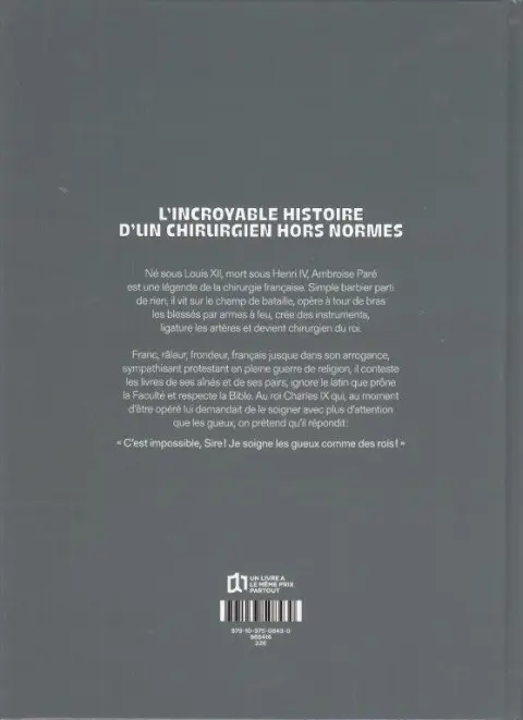 Verso de l'album Ambroise Paré Le père de la chirurgie