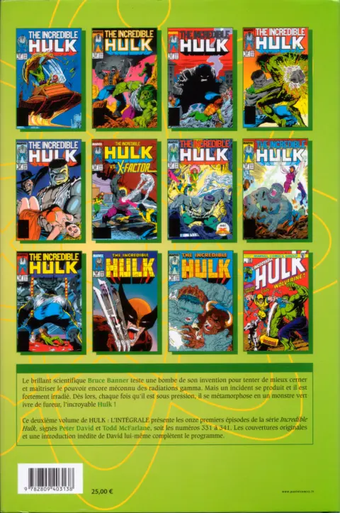Verso de l'album Hulk - L'Intégrale Volume 2 1987-1988