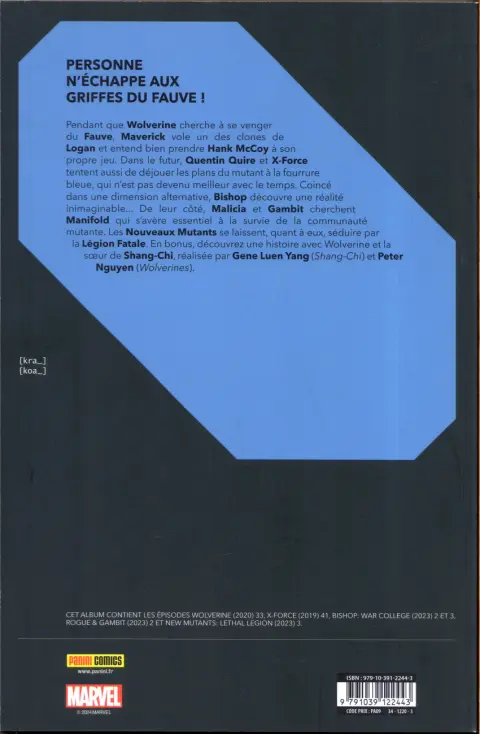 Verso de l'album Destiny of X Volume 24