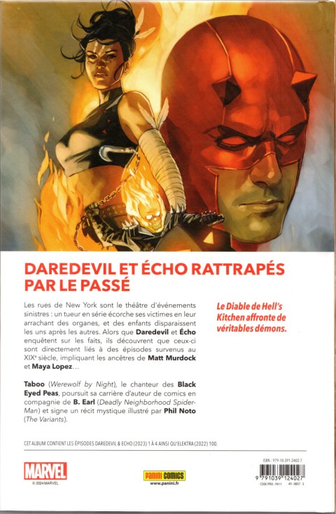Verso de l'album Daredevil & Echo Mythe et Réalité