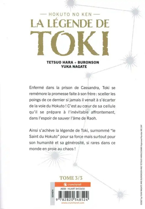 Verso de l'album Ken - Hokuto no Ken - La Légende de Toki Extrême Edition 3