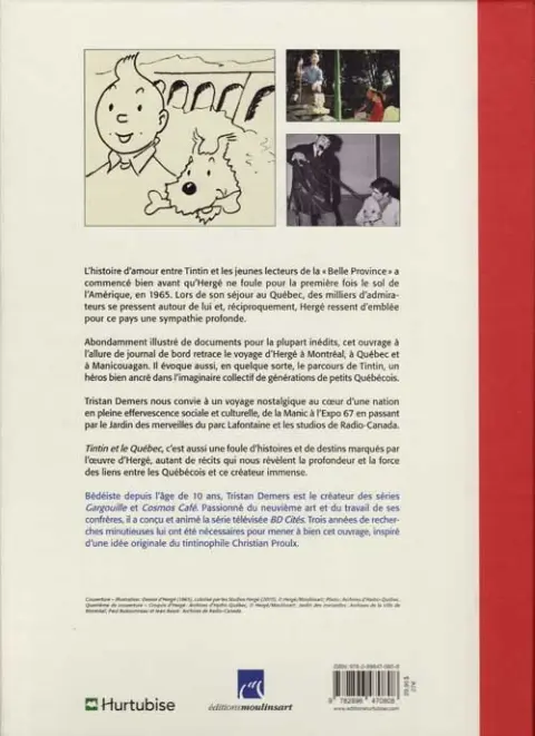 Verso de l'album Tintin et le Québec Hergé au coeur de la Révolution tranquille