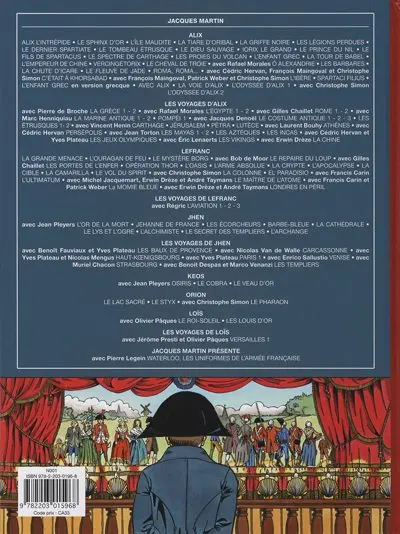 Verso de l'album Jacques Martin présente Le costume sous la révolution et l'empire