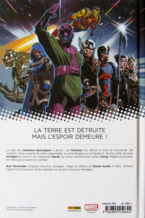 Verso de l'album Uncanny Avengers Tome 4 Pour Venger la Terre