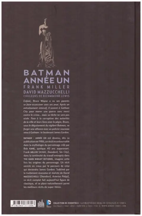 Verso de l'album Batman : Année un