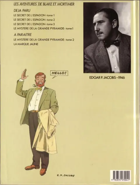 Verso de l'album Blake et Mortimer Tome 2 Le Secret de l'Espadon