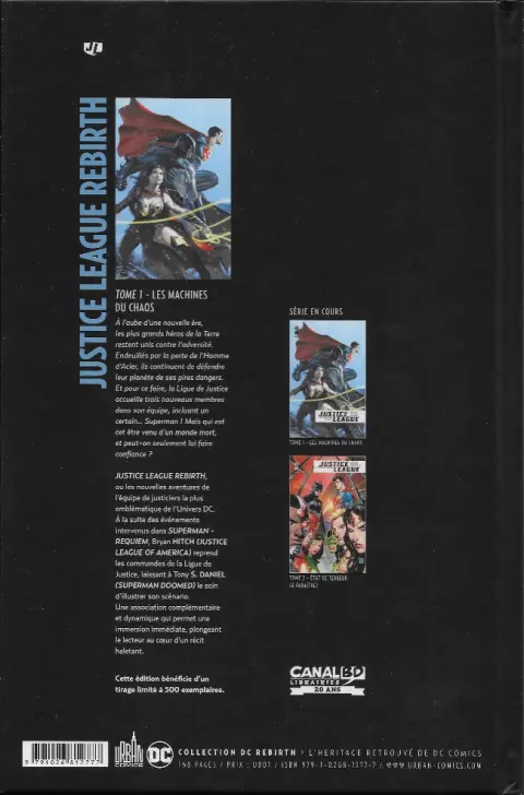 Verso de l'album Justice League Rebirth Tome 1 Les Machines du chaos