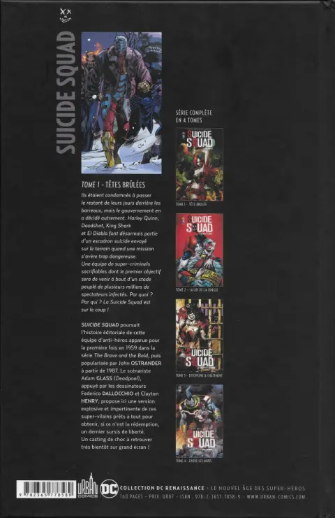 Verso de l'album Suicide Squad Tome 1 Têtes brûlées