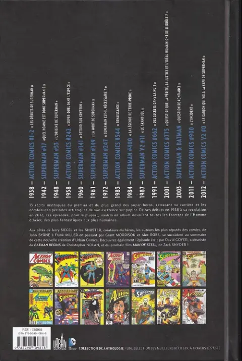 Verso de l'album Superman Anthologie