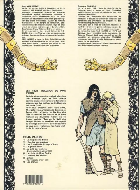 Verso de l'album Thorgal Tome 3 Les trois vieillards du pays d'Aran
