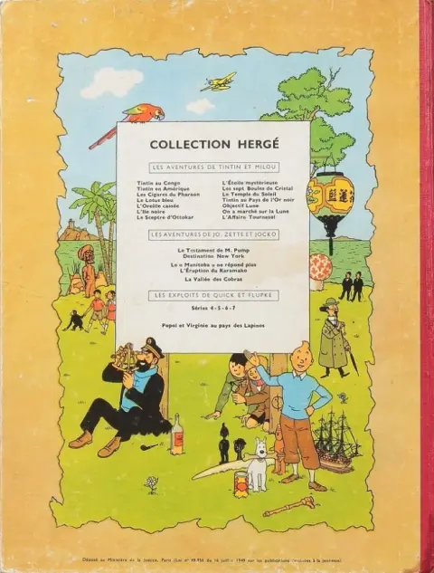 Verso de l'album Tintin Tome 3 Tintin en Amérique