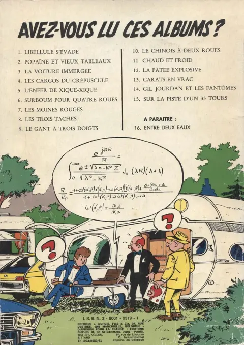 Verso de l'album Gil Jourdan Tome 15 Sur la piste d'un 33 tours