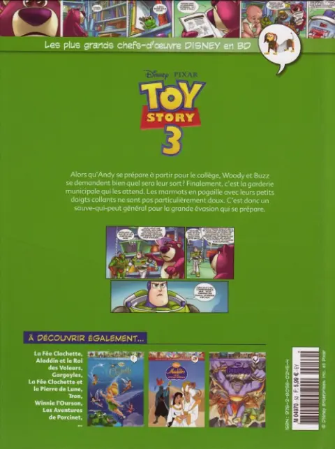 Verso de l'album Les plus grands chefs-d'œuvre Disney en BD Tome 52 Toy Story 3