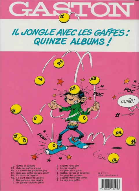 Verso de l'album Gaston Tome 9 Le cas Lagaffe