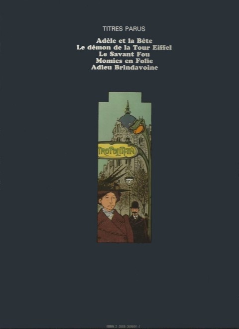 Verso de l'album Les Aventures Extraordinaires d'Adèle Blanc-Sec Tome 1 Adèle et la bête
