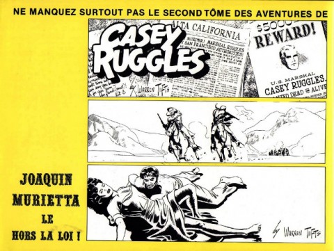 Verso de l'album Casey Ruggles Tome 1 1849... l'appel de l'or