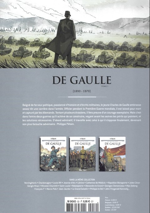 Verso de l'album Les grands personnages de l'Histoire en bandes dessinées Tome 52 De gaulle - Tome 1