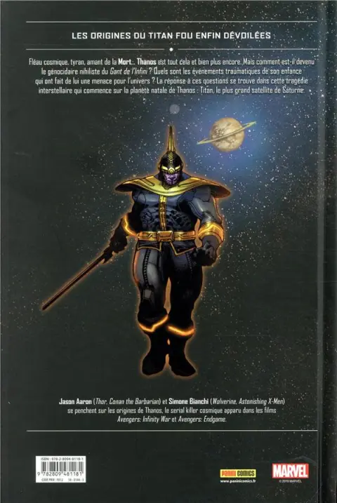 Verso de l'album Thanos : L'ascension