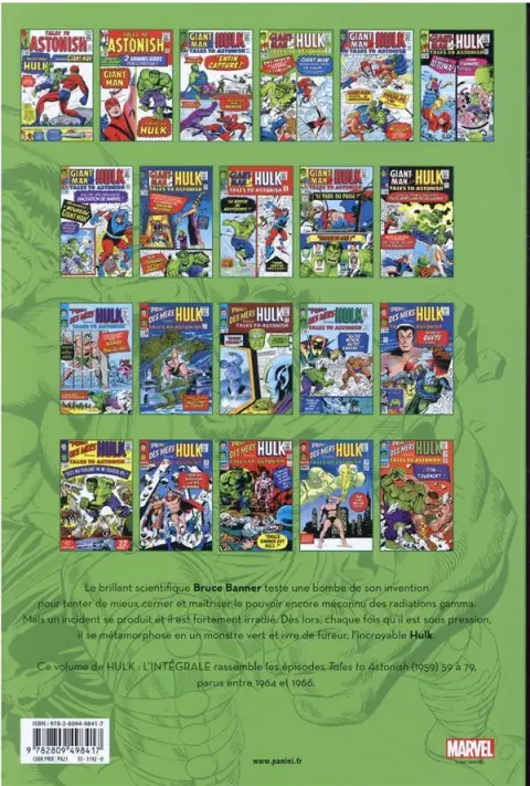 Verso de l'album Hulk - L'Intégrale Volume 11 1964-1966