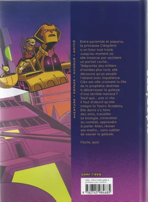 Verso de l'album Cléopâtre, Princesse de l'espace Tome 1 La prophétie des étoiles