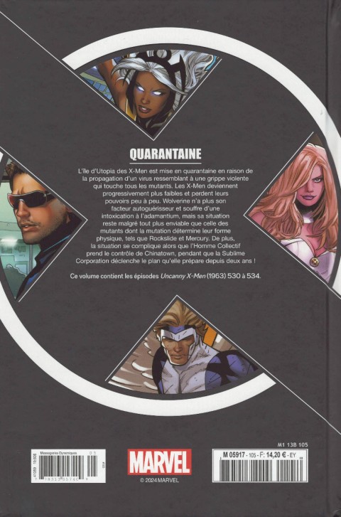 Verso de l'album X-Men - La Collection Mutante Tome 105 Quarantaine