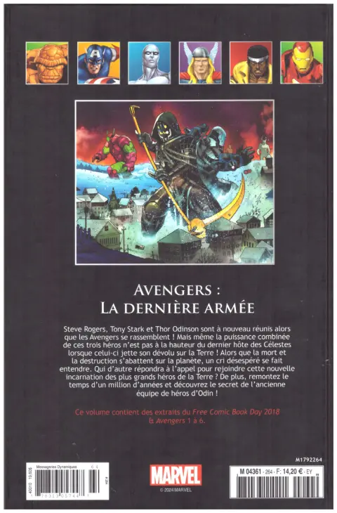 Verso de l'album Marvel Comics - La collection de référence Tome 264 Avengers - La Dernière Armée