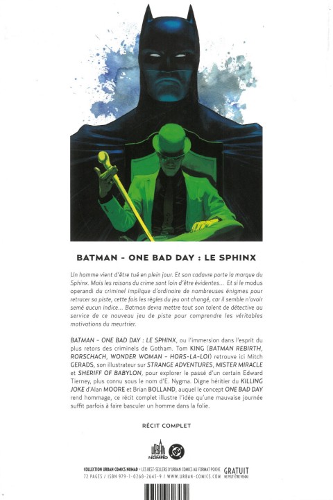 Verso de l'album Batman - One bad day 1 Le Sphinx