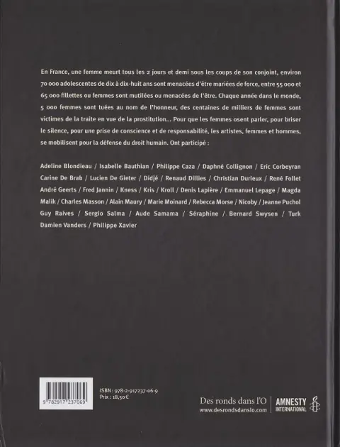 Verso de l'album En chemin elle rencontre... Tome 1 Les artistes se mobilisent contre la violence faite aux femmes