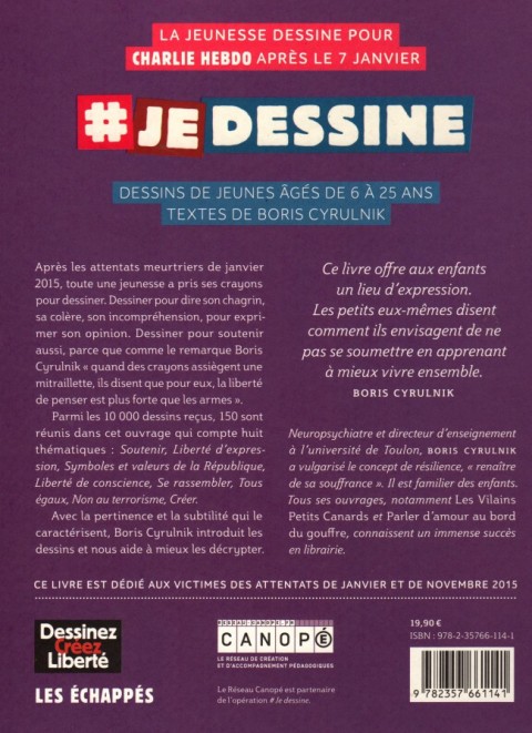 Verso de l'album # Je dessine La jeunesse dessine pour Charlie Hebdo après le 7 janvier