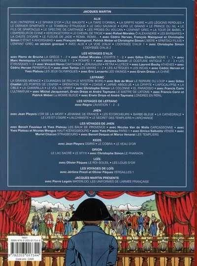 Verso de l'album Jacques Martin présente Bonaparte - La campagne d'Égypte