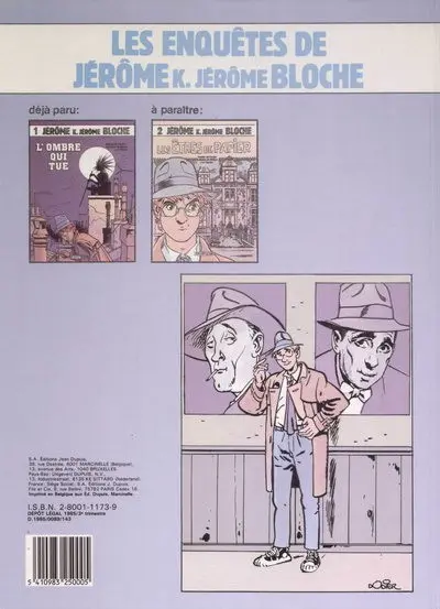 Verso de l'album Jérôme K. Jérôme Bloche Tome 1 L'ombre qui tue