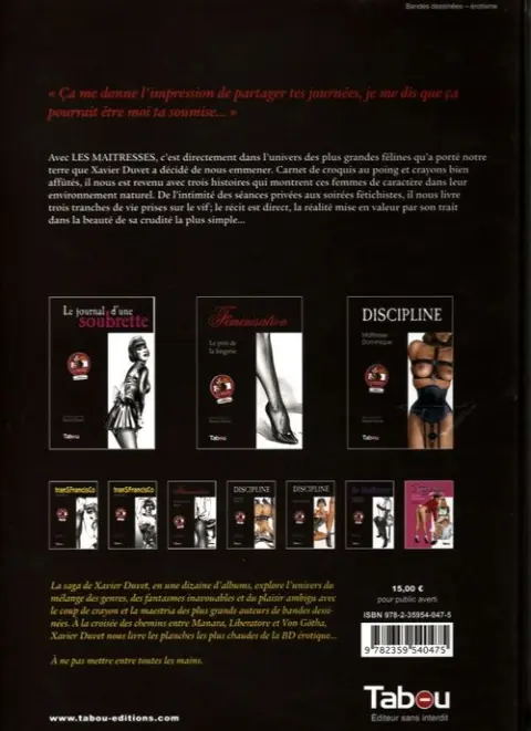 Verso de l'album Les Maîtresses Tome 1 Leçons de prédatrices