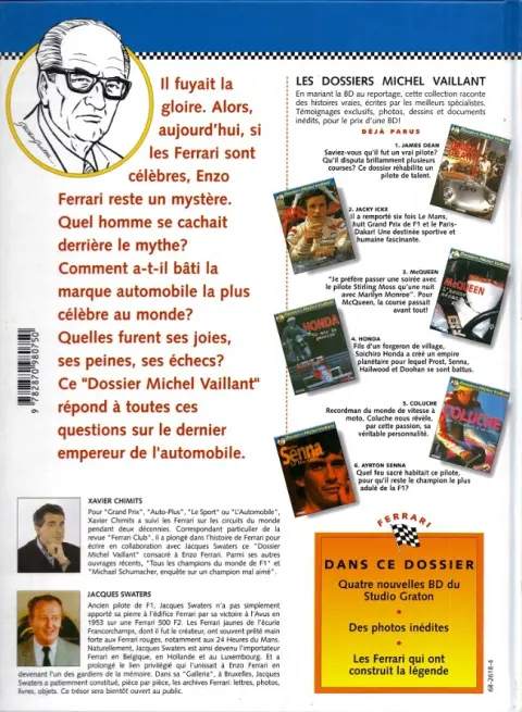 Verso de l'album Dossiers Michel Vaillant Tome 7 Ferrari Enzo, le dernier Empereur
