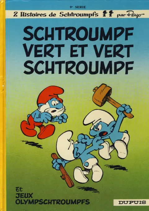 Couverture de l'album Les Schtroumpfs Tome 9 Schtroumpf vert et vert schtroumpf
