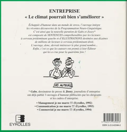 Verso de l'album je me marre ... Entreprise... Le climat pourrait bien s'améliorer !!!