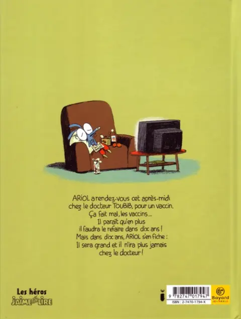 Verso de l'album Ariol Tome 4 Le vaccin à réaction