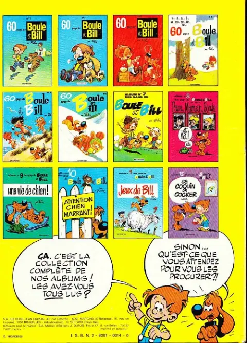 Verso de l'album Boule & Bill Tome 9 Une vie de chien !