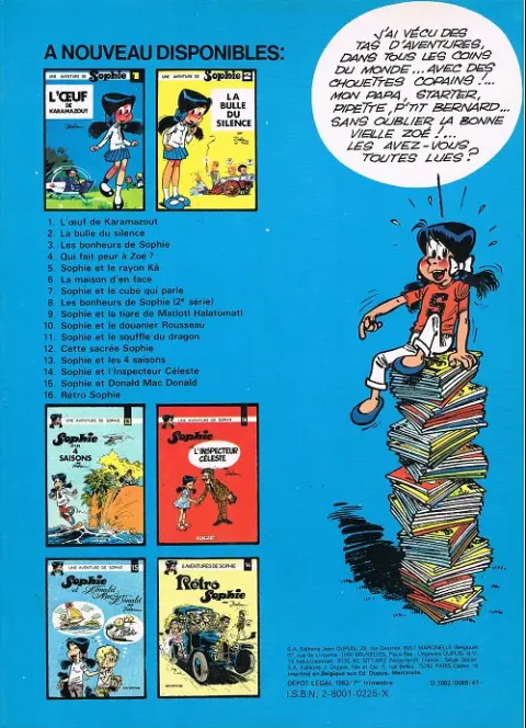 Verso de l'album Sophie Tome 6 La maison d'en face