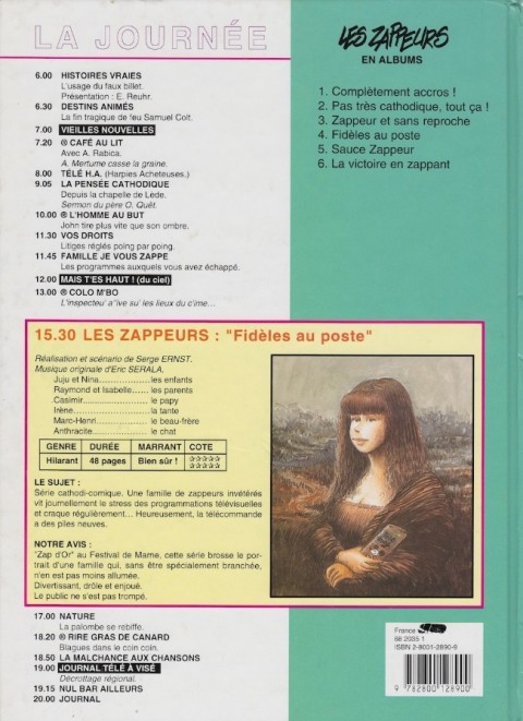 Verso de l'album Les Zappeurs Tome 4 Fidèles au poste