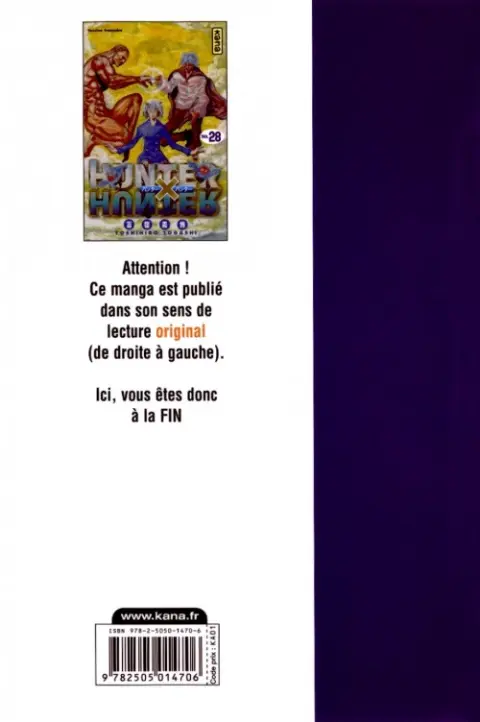 Verso de l'album Hunter X Hunter N° 28